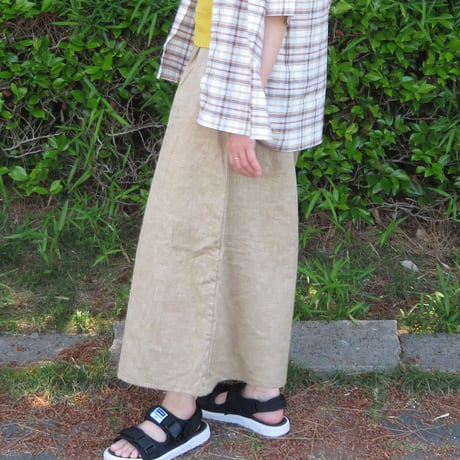 ワゴロモｘカゲヤマ（播州織）　和晒し仕上げのワイドパンツ