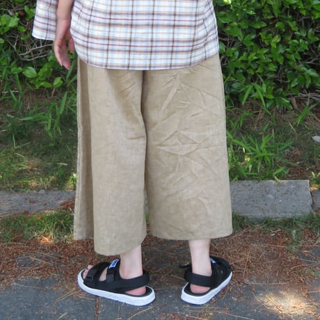 ワゴロモｘカゲヤマ（播州織）　和晒し仕上げのワイドパンツ