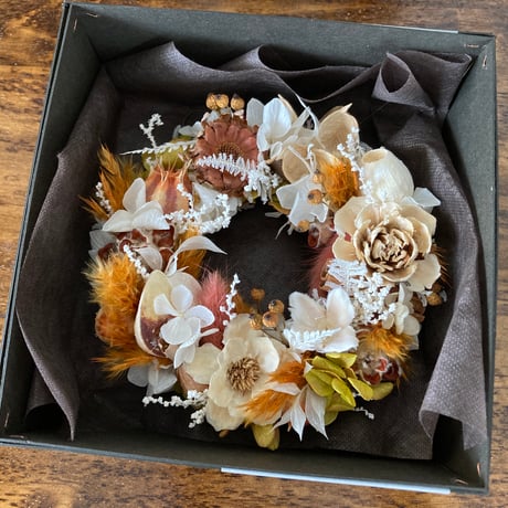 ドライフラワーミニリース《マル》(オリジナルボックス入り)