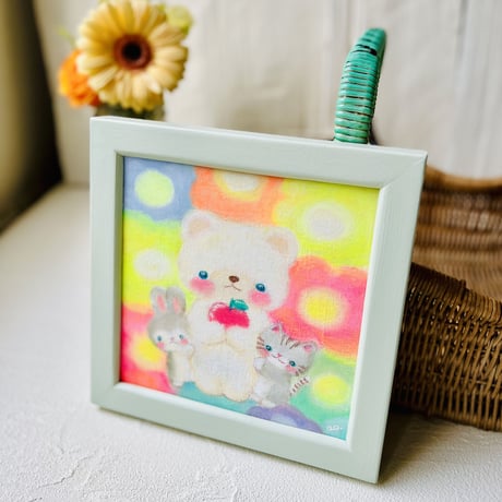 原画　白くま七色花 / white bear's rainbow flower