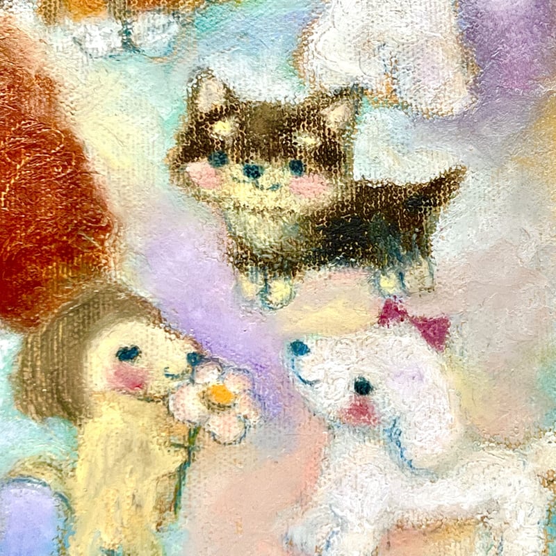 Foomiy 絵画 原画 「Chop chip」アート ジグレー絵画 Strings Cat「アップビート・サマー」 SM号