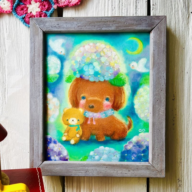 ベルモード帽子店記念品壁掛け花瓶1994 原画 あじさいの帽子 / hydrangea hat | art shop KURUTON