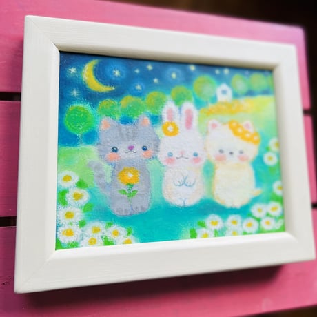 原画　草原の三匹 / three in the grassland