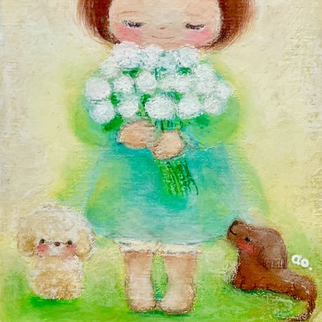 原画　白い花 / white bouquet