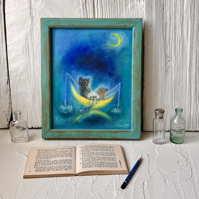原画 つりぶね / fishing on the moon boat | art shop K