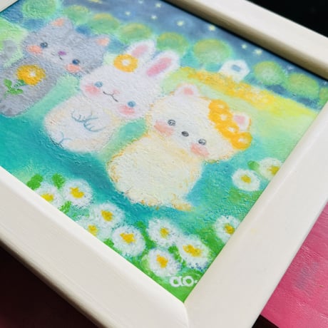 原画　草原の三匹 / three in the grassland