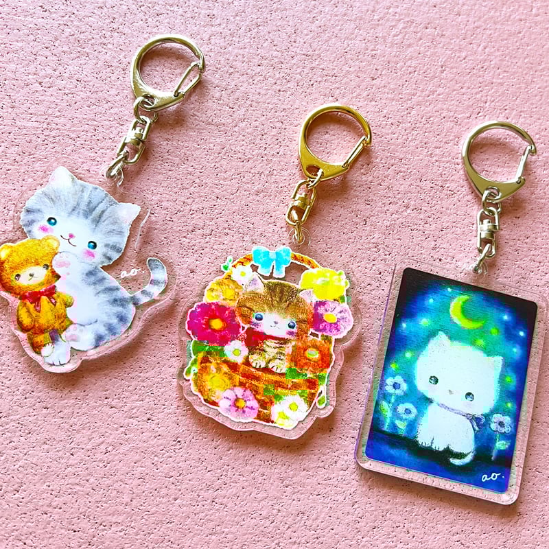 全3柄】猫ちゃんのアクリルキーホルダー | art shop KURUTON