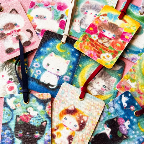 【全12柄】かわいい猫柄　手づくりアートしおり　栞