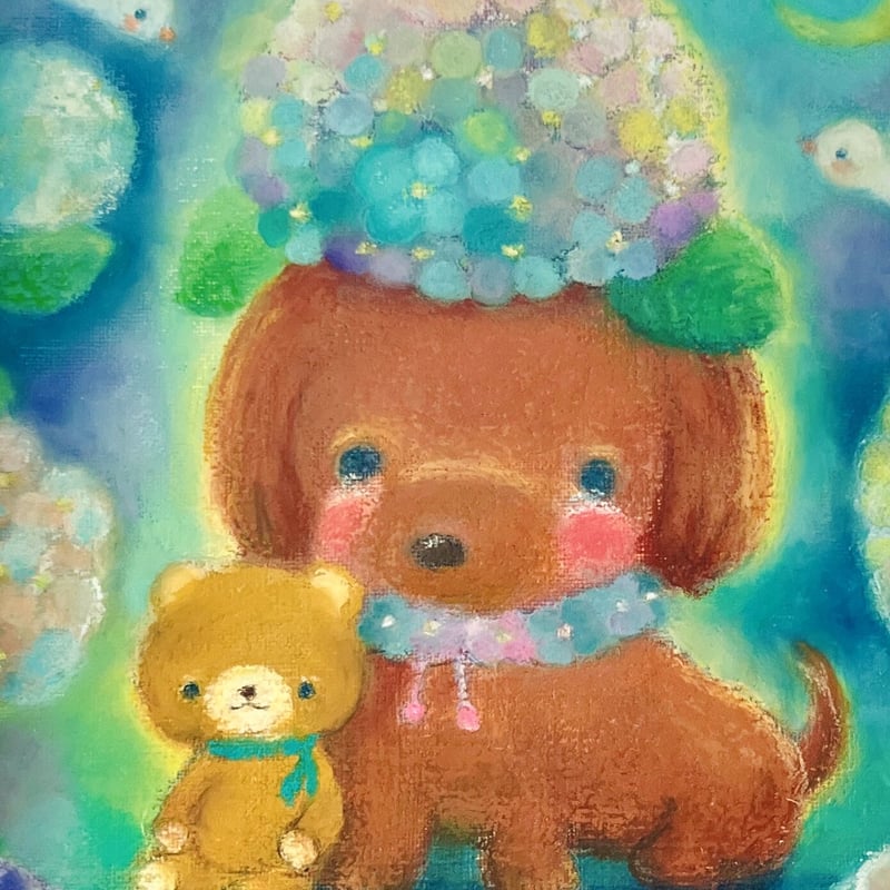 原画 あじさいの帽子 / hydrangea hat | art shop KURUTON