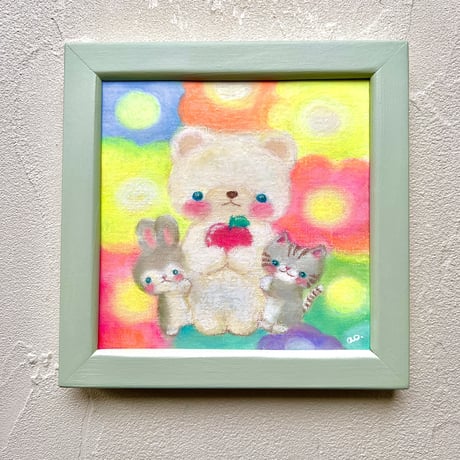 原画　白くま七色花 / white bear's rainbow flower