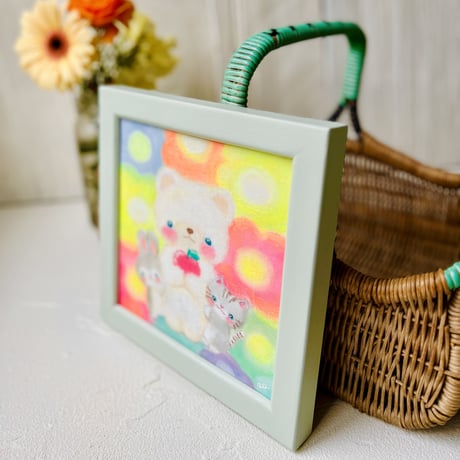 原画　白くま七色花 / white bear's rainbow flower