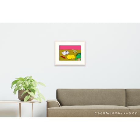 【安西水丸】ジクレー版画 「エアメールとレモン」