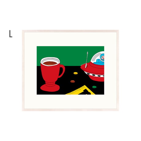 【安西水丸】ジクレー版画 「カップとUFO」