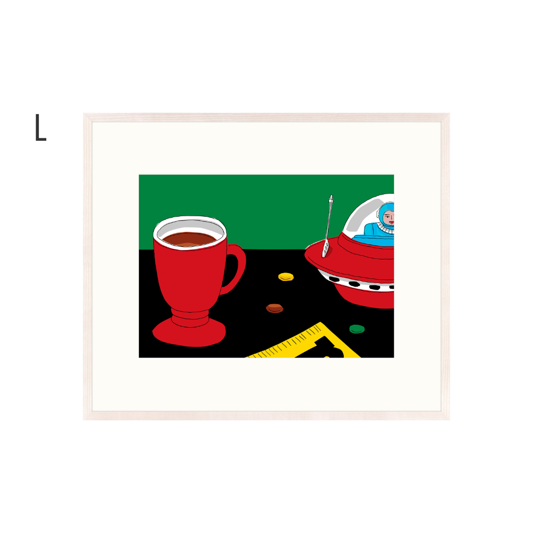 安西水丸】ジクレー版画 「カップとUFO」 | Crevis Online Store