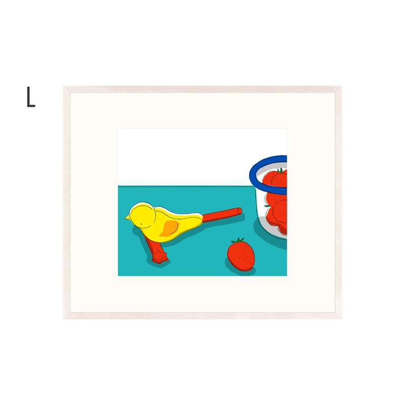 安西水丸】ジクレー版画 「苺とトリ」 | Crevis Online Store