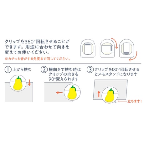 【安西水丸】回転クリップ　ナシとウサギ