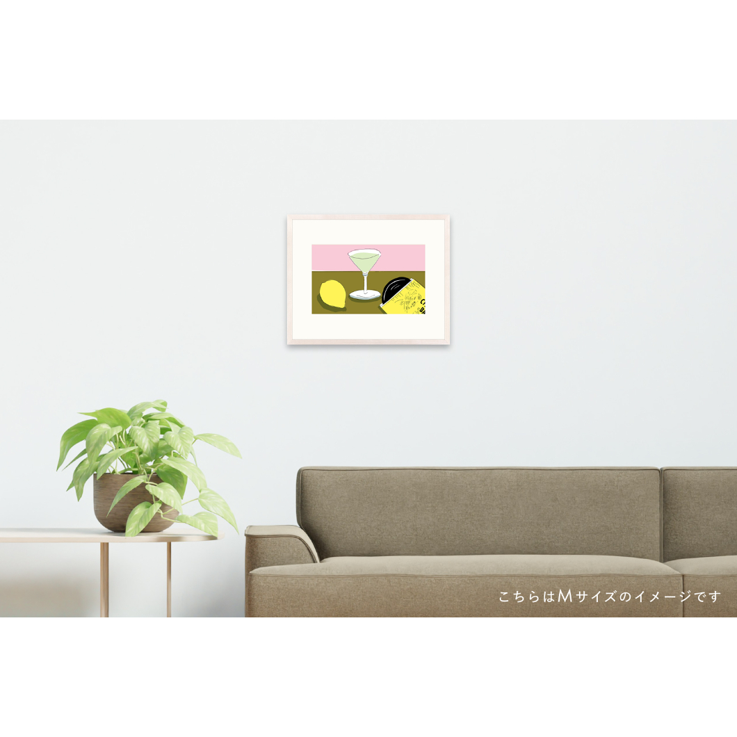 安西水丸　マティーニ（百合）　カクテルシリーズ　ジークレー版画 安西水丸「マティーニ（百合）＜カクテルシリーズ＞」 mizumaru anzai