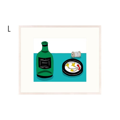 【安西水丸】ジクレー版画「瓶と刺繍」