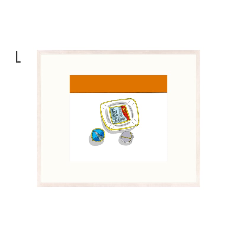 安西水丸】ジクレー版画 「バッジと灰皿」 | Crevis Online Store