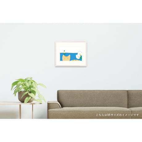 【安西水丸】ジクレー版画 「猫と花」