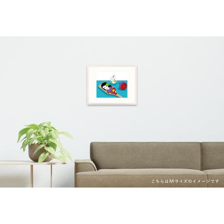 【安西水丸】ジクレー版画「羽子板と独楽」