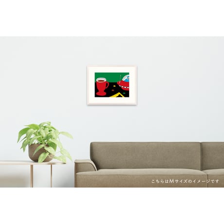 【安西水丸】ジクレー版画 「カップとUFO」