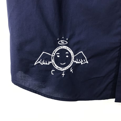 【灰羽連盟 × messa】灰羽刺繍ルーズフィットシャツ-NAVY-