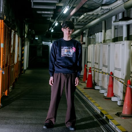 【serial experiments lain × KUDAN】プリントメモリーズスウェットシャツ-NAVY-
