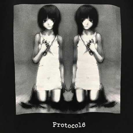 【serial experiments lain × CHAOSMARKET】Hair Cut Tシャツ-BLACK-