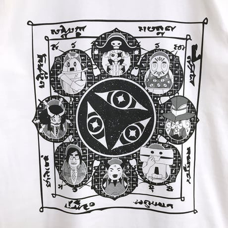 【せいぜいがんばれ！魔法少女くるみ × messa store】暗黒ホエールズ曼荼羅Tシャツ-WHITE-