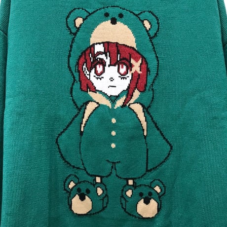 【serial experiments lain × KUDAN】クマlain · レボリューション　ニット-DARK TEAL-