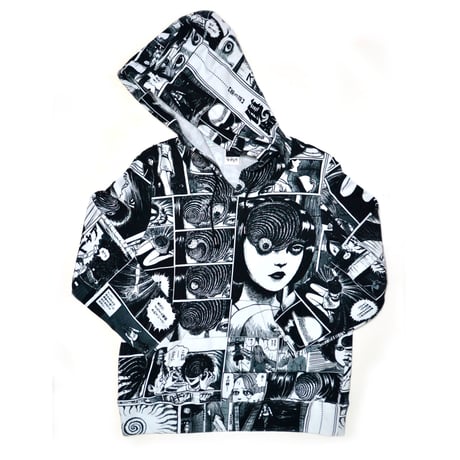 伊藤潤二　うずまきドレスシャツ 伊藤潤二 うずまきドレスシャツ うずまきドレスシャツ-BLACK