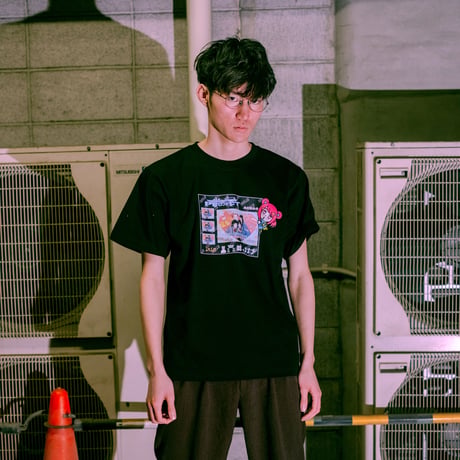 【serial experiments lain × KUDAN】プリントメモリーズTシャツ-BLACK-