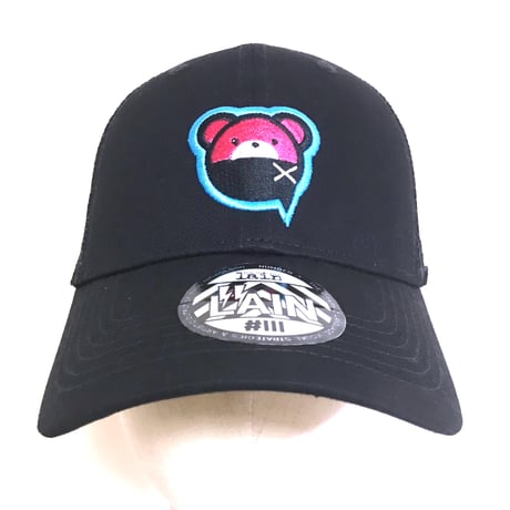 【serial experiments lain × NUMBER 3】LAINクマアイコン 刺繍メッシュキャップ -BLACK-