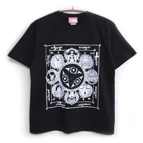 【せいぜいがんばれ！魔法少女くるみ × messa store】暗黒ホエールズ曼荼羅Tシャツ-BLACK-