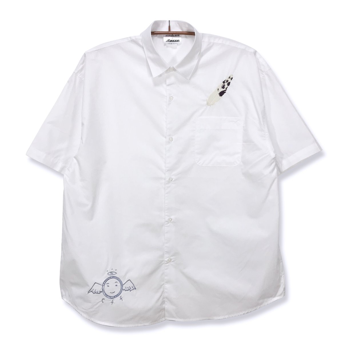 灰羽連盟 × messa store】灰羽刺繍ルーズフィットシャツ-WHITE