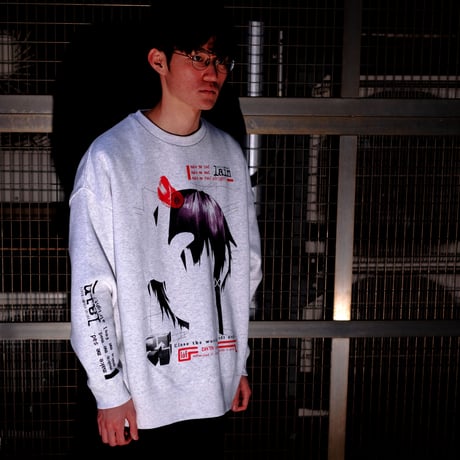 【serial experiments lain × messa store】Blood Trail ビックシルエットスウェットシャツ-ASH-