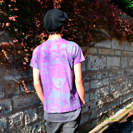 あざみ総柄Tシャツ-PURPLE×GRAY