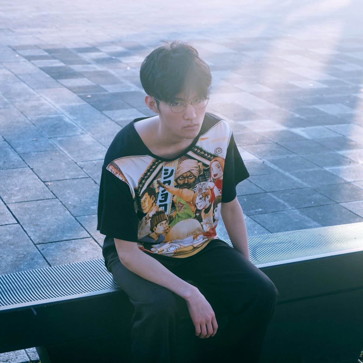 NieA_7 × messa】荏の花HOMIESビッグTシャツ-BLACK- | messa
