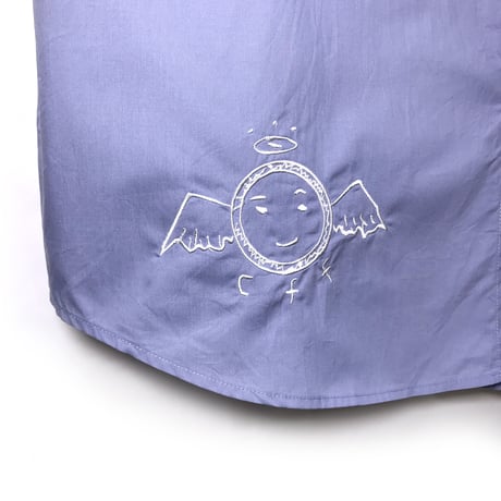 【灰羽連盟 × messa】灰羽刺繍ルーズフィットシャツ-SAXE BLUE-