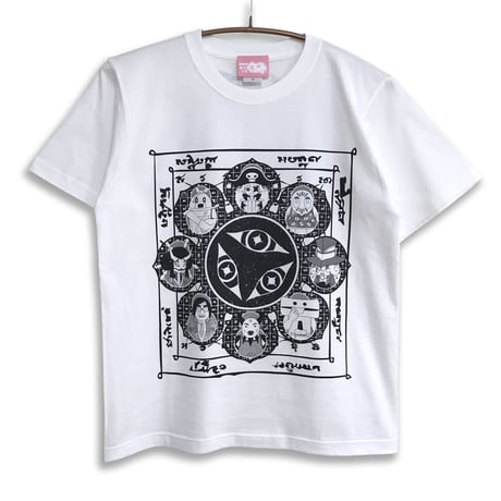 【せいぜいがんばれ！魔法少女くるみ × messa store】暗黒ホエールズ曼荼羅Tシャツ-WHITE-