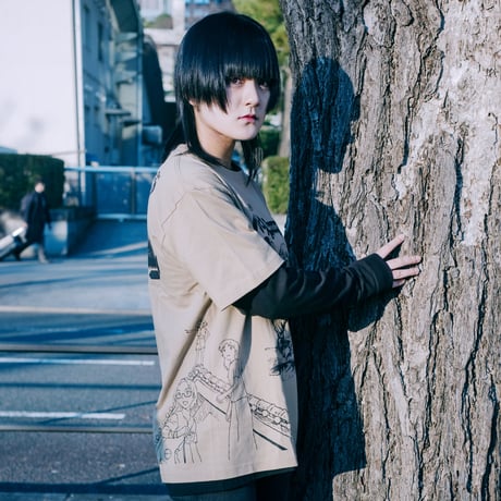 【NieA_7 × messa】母船遠望Tシャツ-SAND KHAKI-