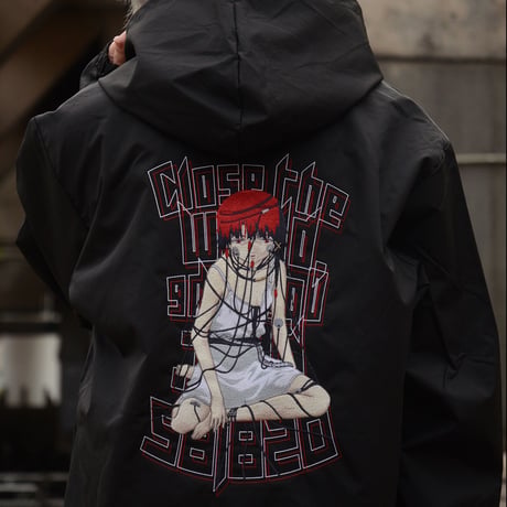 【serial experiments lain ×  messa store】serial experiments lain 刺繍フーデッドジャケット-BLACK-
