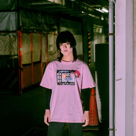 【serial experiments lain × KUDAN】プリントメモリーズTシャツ-PINK-