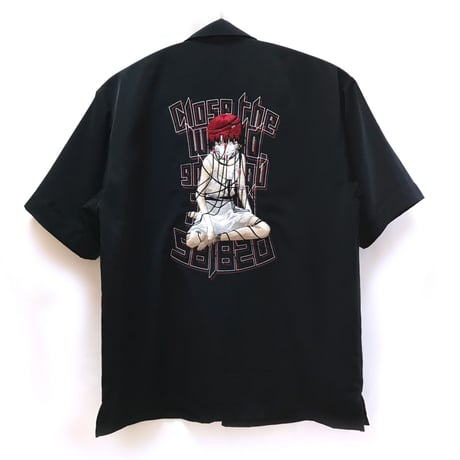 【serial experiments lain × messa store】serial experimens lain 刺繍シルキーオープンカラーシャツ-BLACK-