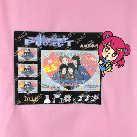 【serial experiments lain × KUDAN】プリントメモリーズTシャツ-PINK-