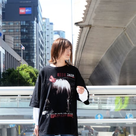 【serial experiments lain × messa】Blood Trail ビックシルエットTシャツ-BLACK-