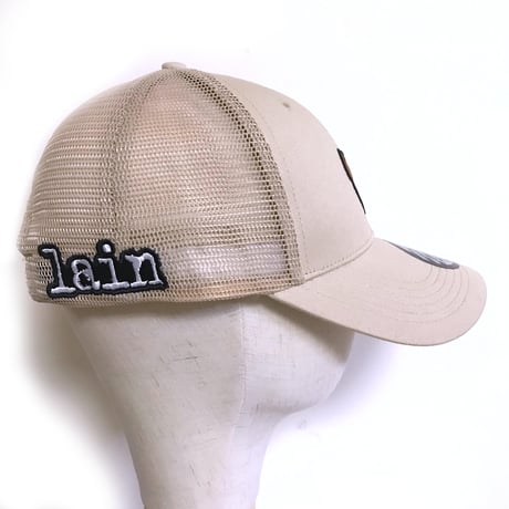 【serial experiments lain × NUMBER 3】LAINクマアイコン 刺繍メッシュキャップ -BEIGE-