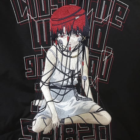 【serial experiments lain ×  messa store】serial experiments lain 刺繍フーデッドジャケット-BLACK-