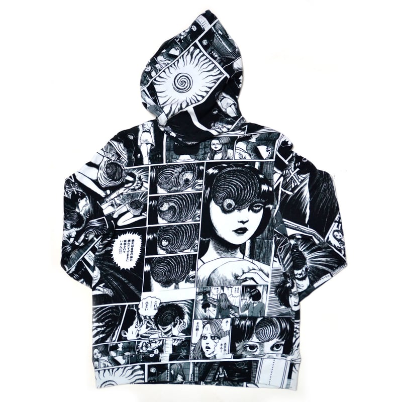 あざみ総柄パーカー-WHITE×BLACK- | messa store あざみ総柄パーカー-WHITE×BLACK- | messa store